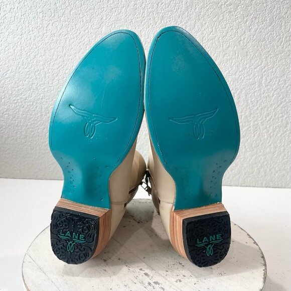 Lane PLAIN JANE Womens Cowboy Bootie 9.5 Pale Ivory Western Cowgirl Ankle Boot - Picture 9 of 12